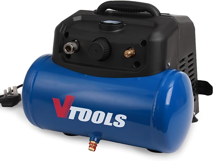 VTOOLS 6 Liter Portable Air Compressor With 1.5 Hp Motor,8 Bar, Vt1301